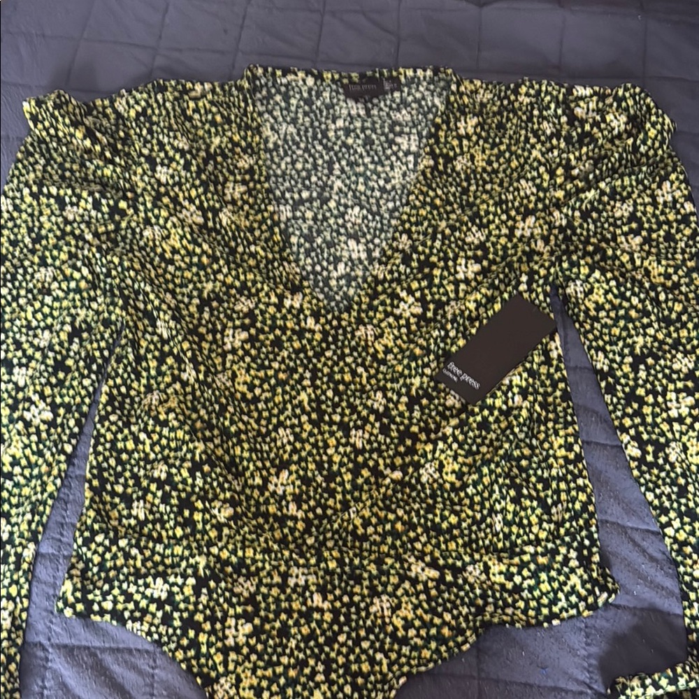 Free Press Floral V-Neck Bodysuit